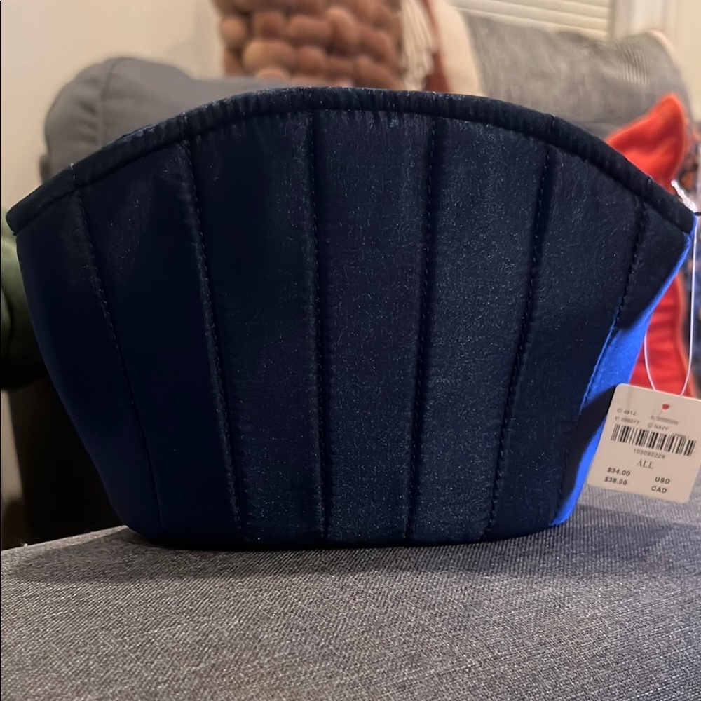 Anthropologie satin half moon cosmetic bag